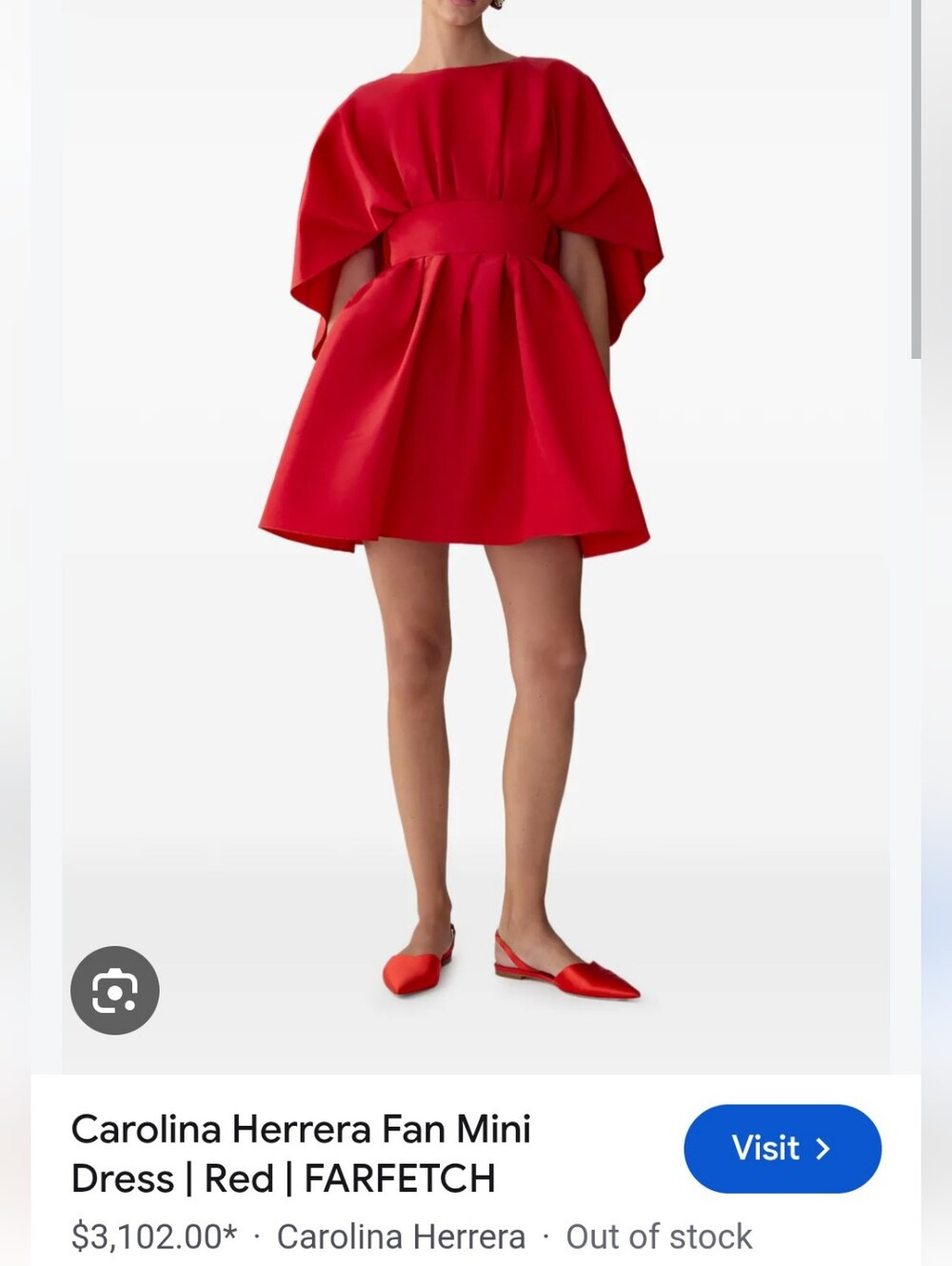 Carolina Herrera Red Fan Mini Dress